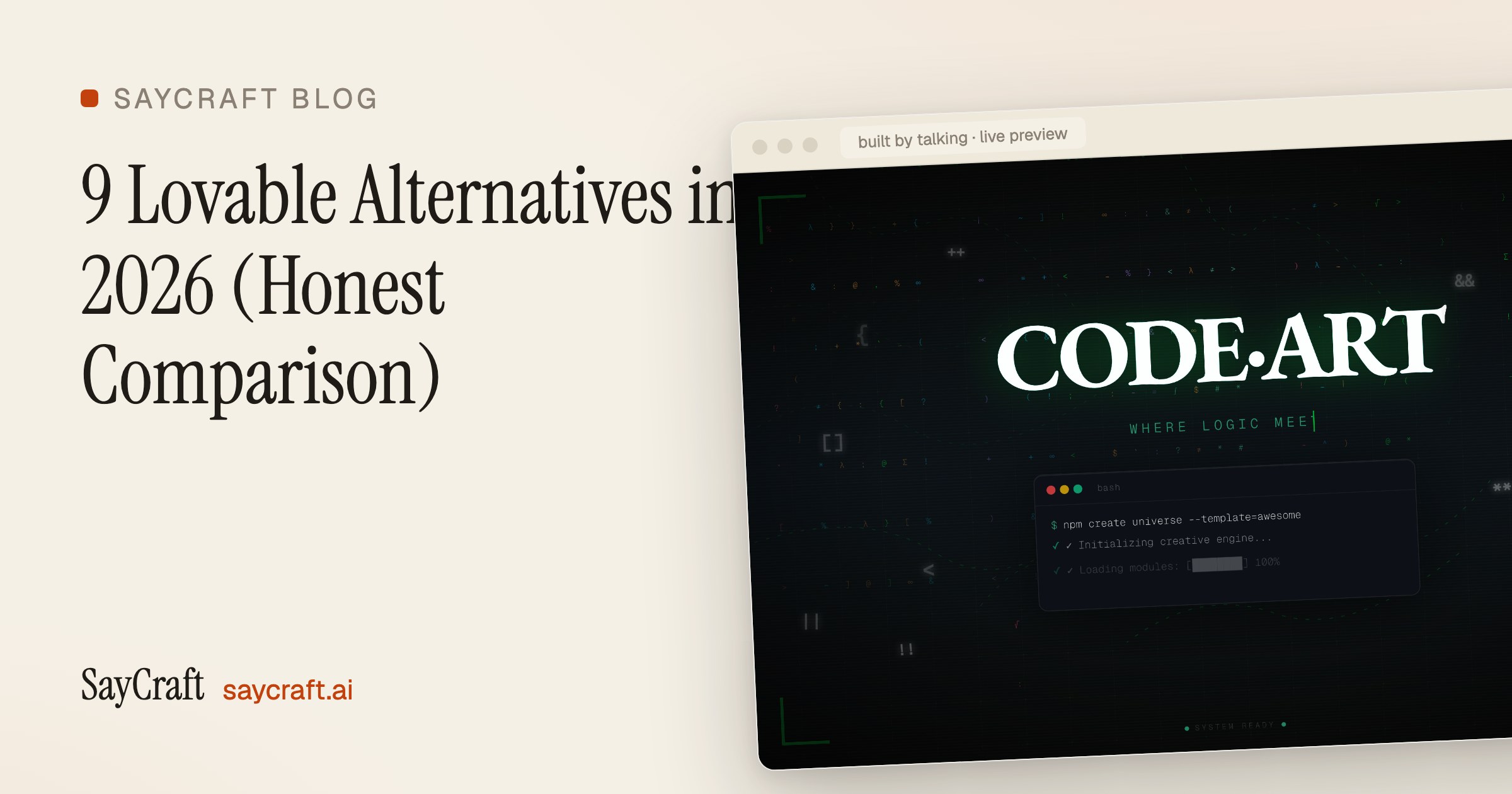 9 Lovable Alternatives in 2026 (Honest Comparison) · SayCraft